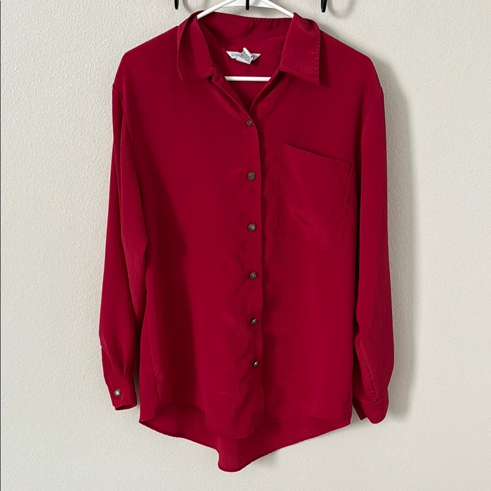 Fuchsia Button-Up Blouse